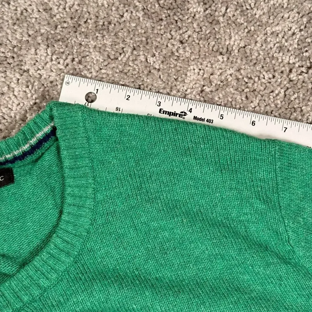 Banana‎ Republic Mens L Bright Green Italian Merino Wool Blend Crewneck Sweater